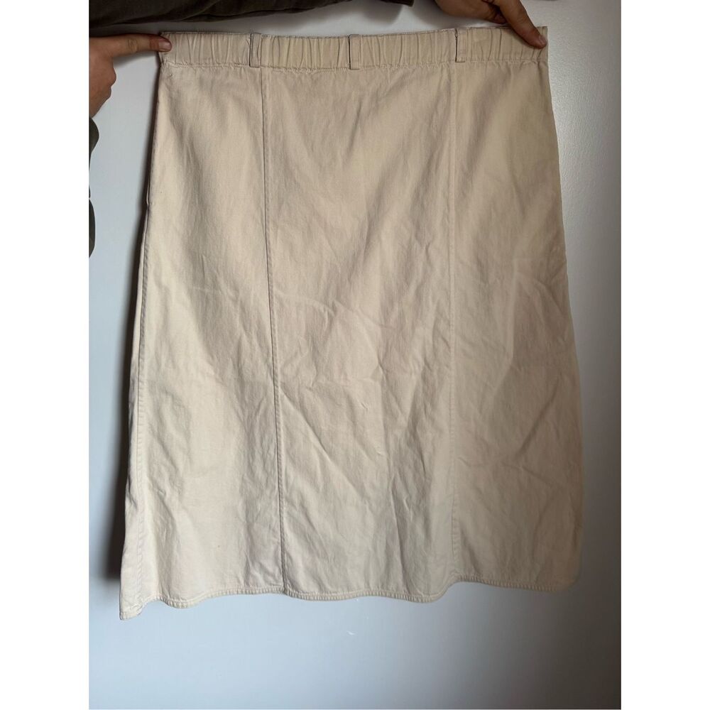 ORVIS 100% Cotton Women's Tan Knee Length A-Line Skirt W Pockets sz M Breathable - Picture 3 of 5